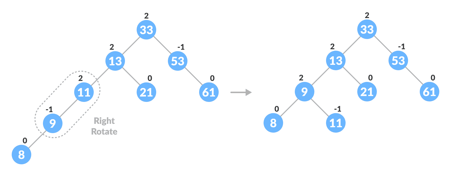 balancing the tree with rotation insertion in avl tree