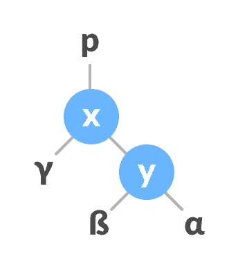 assign x as the parent of y right-rotate
